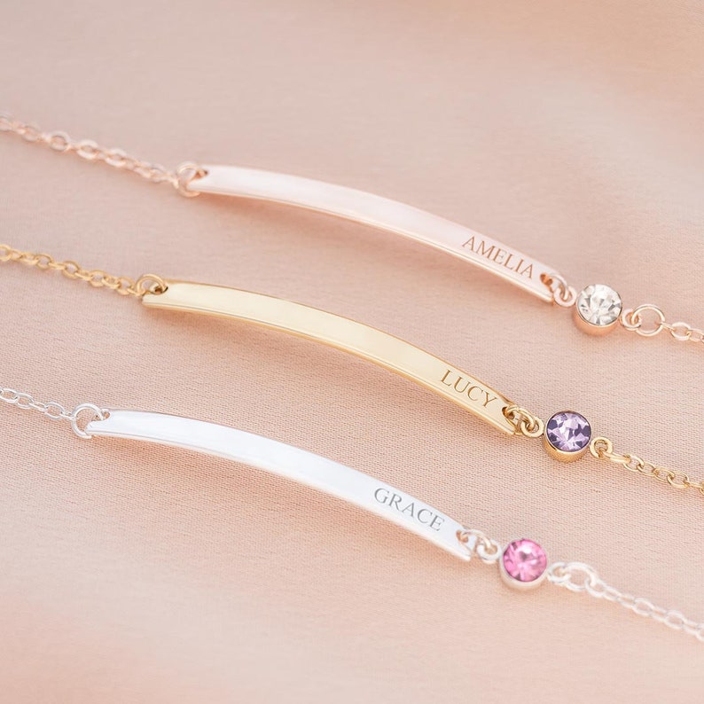 Diamond Bar Personalized Bracelet - Grace